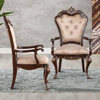 Constantine Tufted Upholstered Back Arm Chair in Cherry