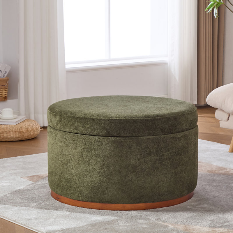 Repose-pieds rembourré avec rangement, Velours vert olive