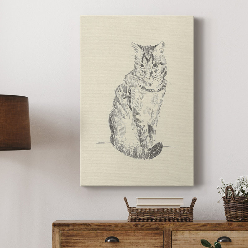 Toile tendue avec châssis House Cat I - prêt à accrocher, H 36 po x l 24 po x P 1 po