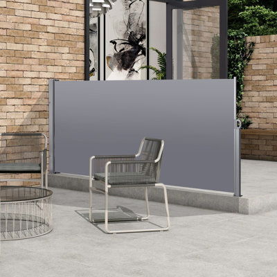 Paravent rétractable et étanche pour préserver l'intimité - 118,1 po x 63,69 po, gris foncé, extérieur