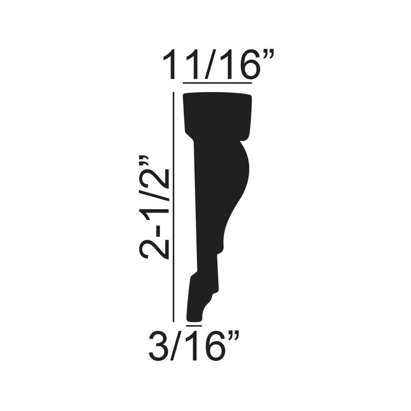 White Polystyrene Crown Molding 2.25" x 0.63" x 96" (Set of 10)