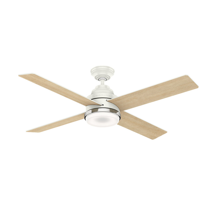 54" Daphne 4 - Blade LED Standard Ceiling Fan with Wall Control and Light Kit Included, Fresh White