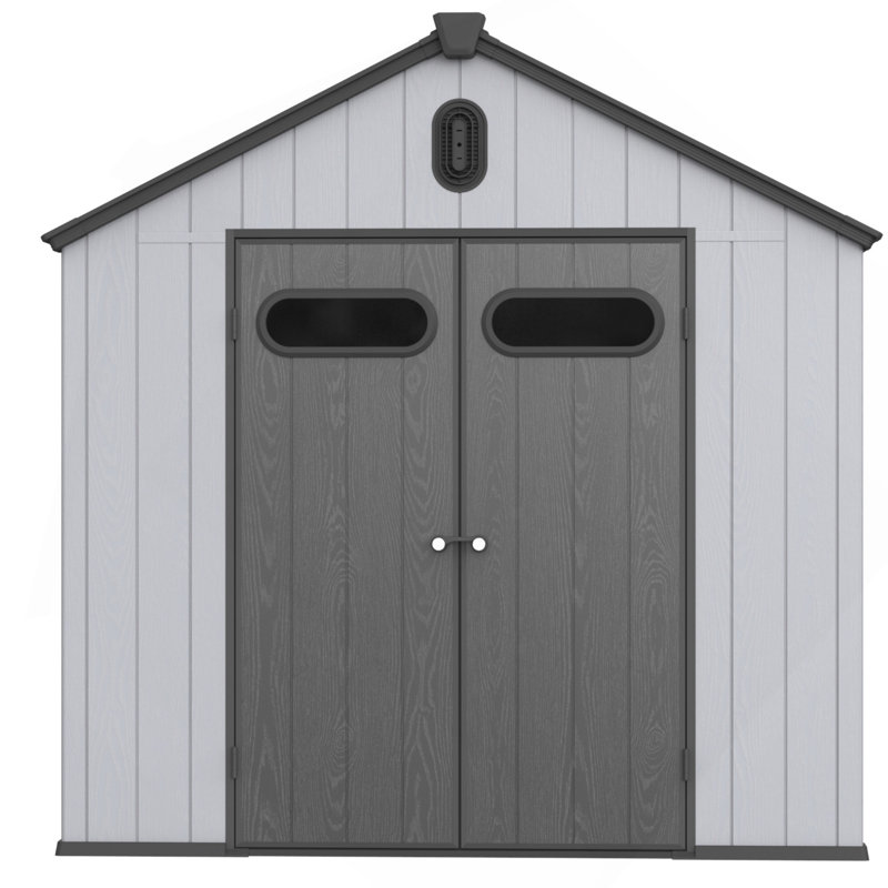Remise de rangement en plastique et résine pour le jardin, Noir/gris, H 94,1 po x l 94,1 po x P 118,9 po