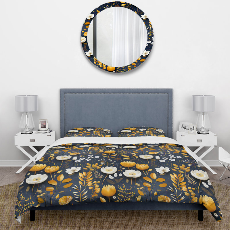 Ensemble de housse de couette Scandinavian Modern Elegant Florals, Housse de couette pour très grand lit et 2 très