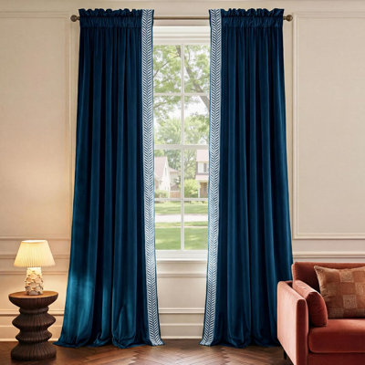 Rideaux en velours à passe-tringle, 2 panneaux, bleu marine, rideaux en velours de 96 pouces de long, doux et élégant, épais, isolants et épais pour la chambre à coucher, le salon
