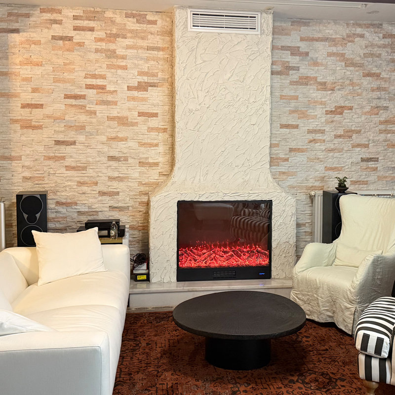 25.98"Electronic Suspended Simulated Flame Electric Fireplace Heater, 22.05" H x 25.98" W x 7.09" D