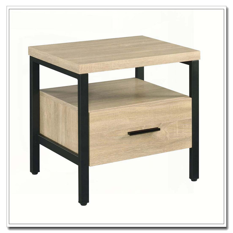 Table d'appoint en chêne et noir à 1 tiroir