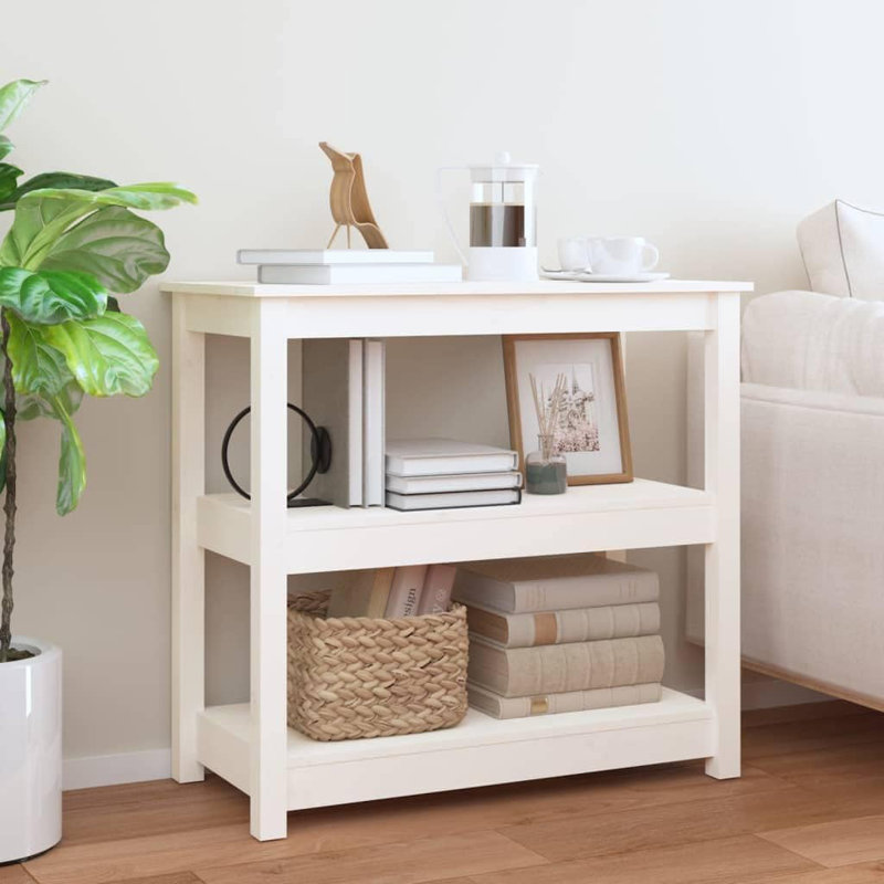 Kaigan Solid Wood Console Table, White, 74cm H x 80cm W x 40cm D