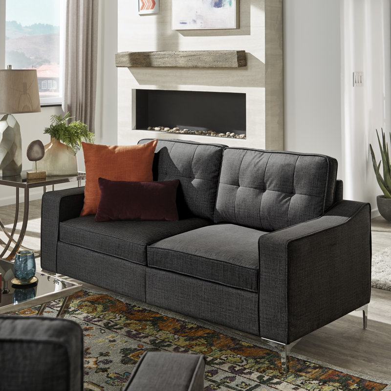 Canapé à accoudoirs carrés 70,76 po Kohlmann, Gris foncé