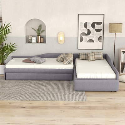 Upholstered Double Twin Size Daybed With Trundle And Drawer