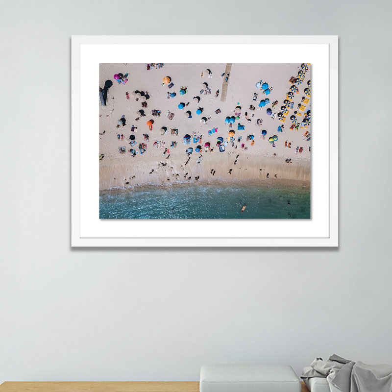 Aerial Beach 1 Print by Michael Schauer, 32" H x 40" W x 2.5" D, White