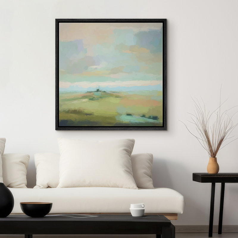 Doux pastel, paysage de campagne, décoration murale pour salon, chambre à coucher, reproduction d'art sur toile encadrée