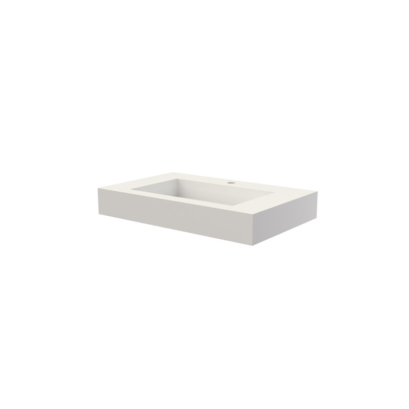 Lavabo de salle de bain en résine solide à surface solide, blanc mat, 36,16 lb, 4,4 po de hauteur, 19,26 de largeur, 28,92 de profondeur, avec meuble-lavabo ergonomique, installation flexible et fonctionnalité équilibrée