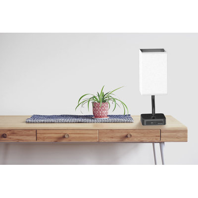 Lyndol Touch Control Nightstand Bedroom Lamp With USB C & USB A Charging Ports, 2 Way Outlets,White