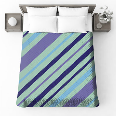 Blue Purple Stripes Quilted Bedspread All Sizes