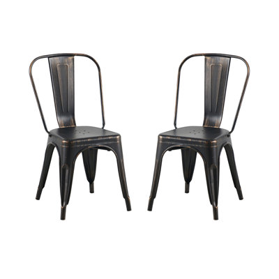 Chaises de bar de cuisine en métal noir mat sablé 2 pièces 2 po