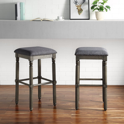 Arnhem Wood Upholstered Bar Stools, Set Of 2 by Mercer41