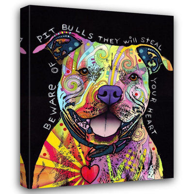 Art sur toile de la collection Dakota Fields de Dean Russo, "Beware of Pit Bulls"
