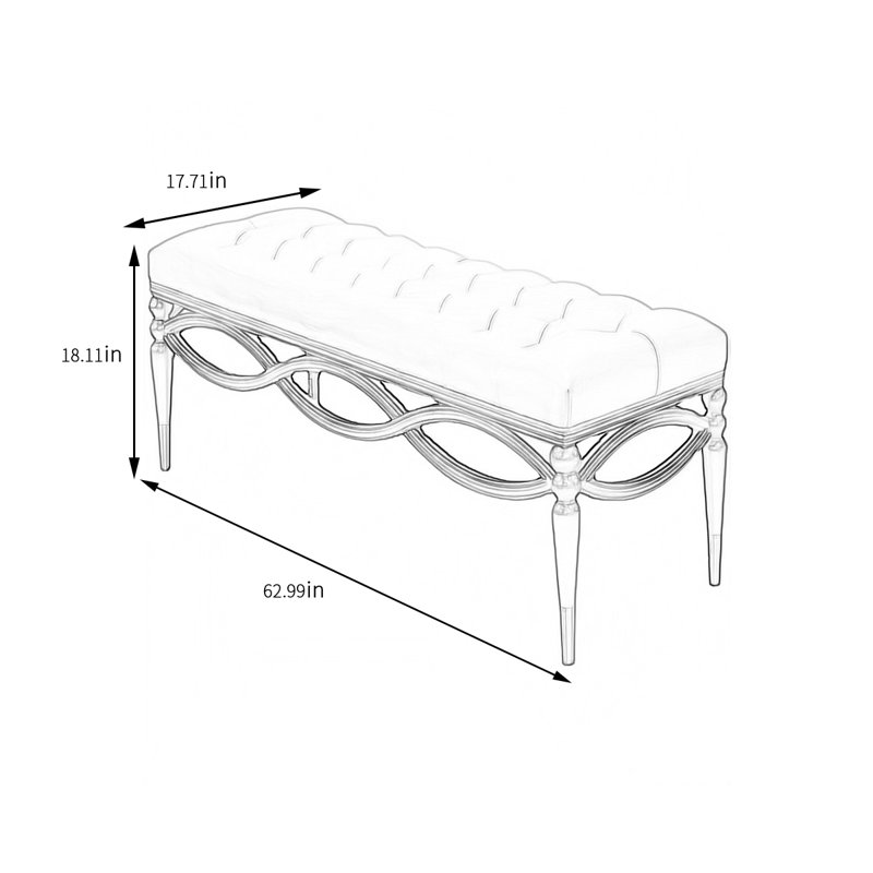 Banc rembourré en cuir de vache Coenraad, H 18,11 po x l 62,99 po x P 17,71 po