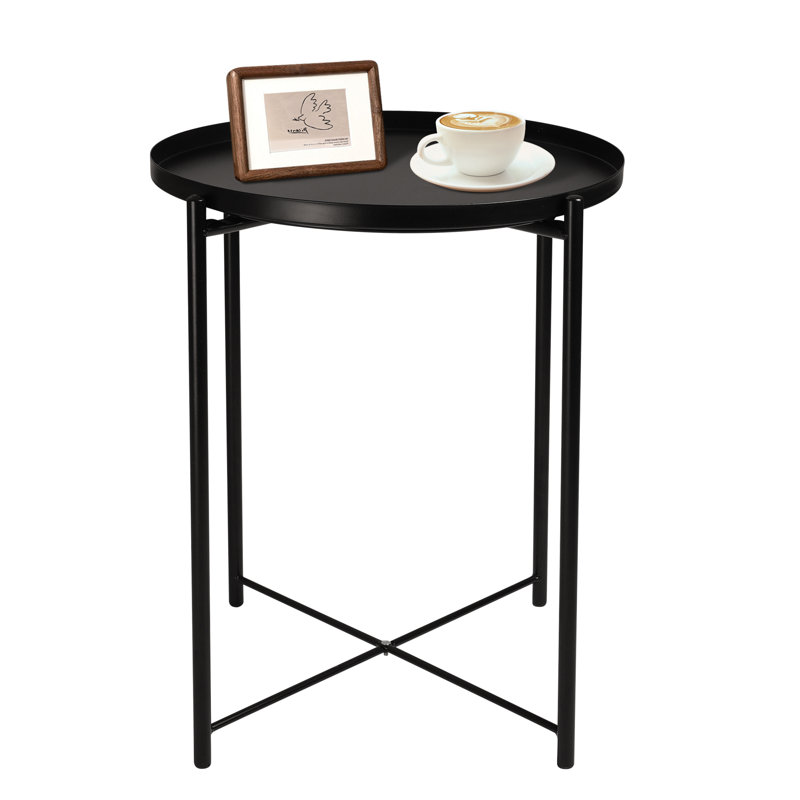 Iron Tray Top End Table, Black