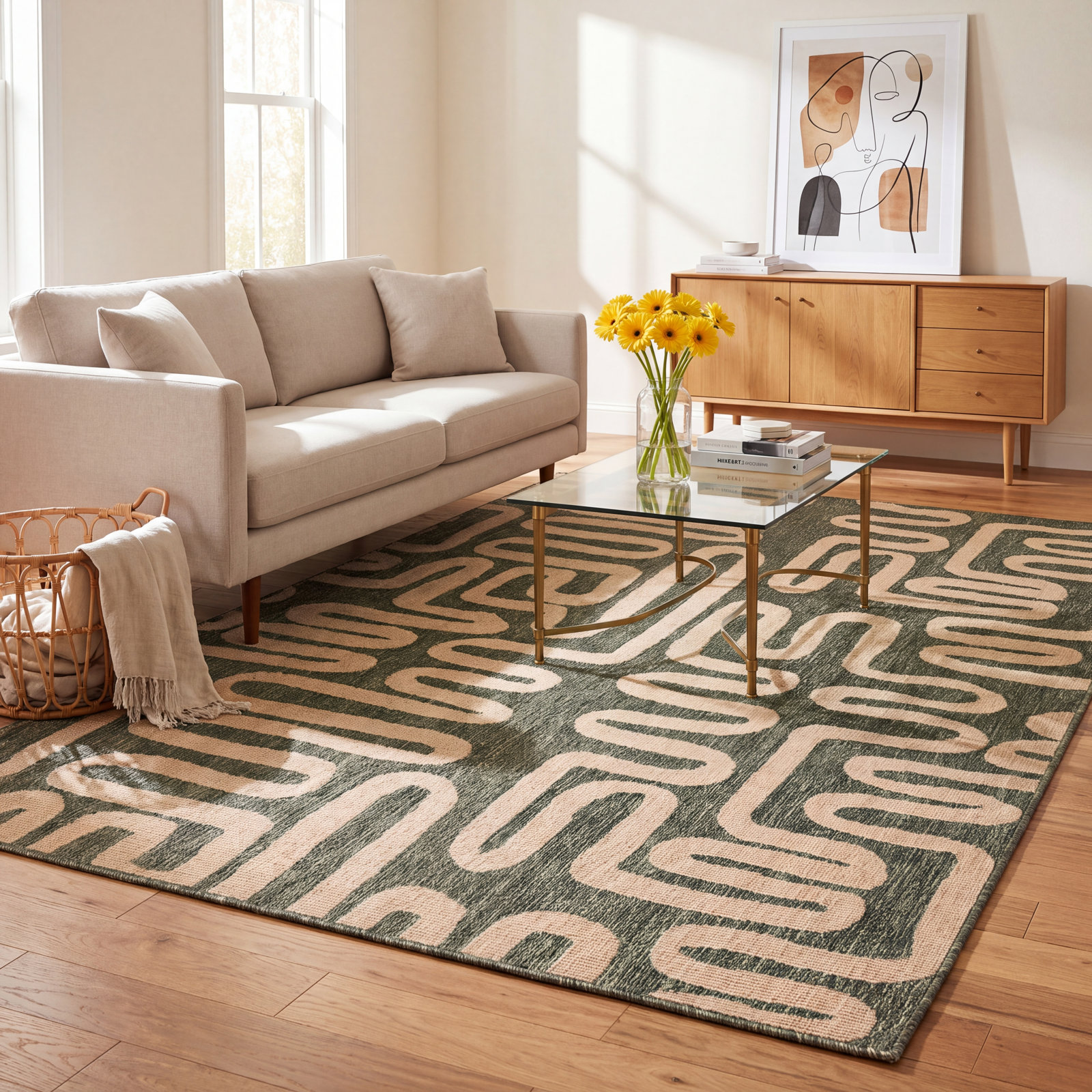 Abstract Outdoor Rug, Rectangle 5' x 7'8"