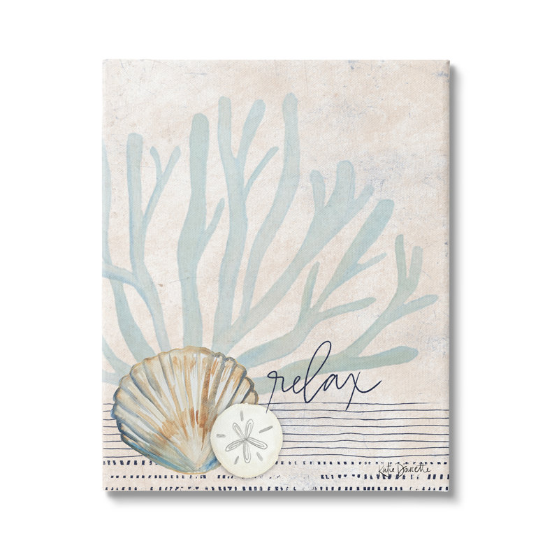 «Striped Sea Life Aquatic Seashells» par Katie Doucette, impression sur toile tendue, H 40 po x l 30 po x P 1,5 po