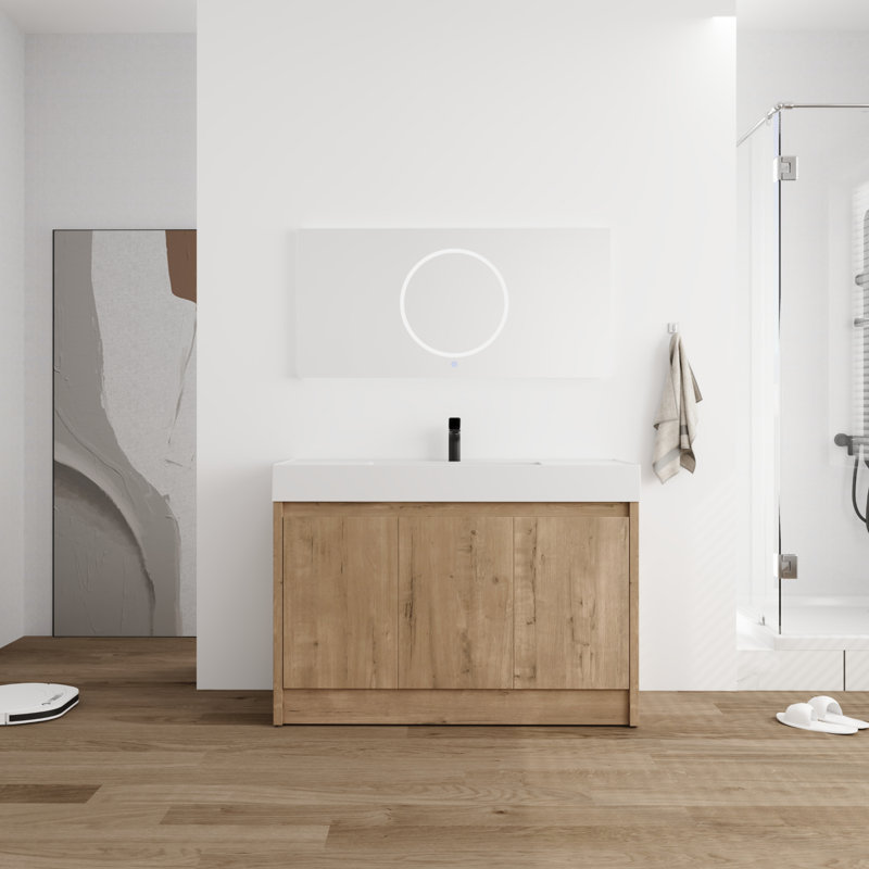 Meuble-lavabo simple 47,54 po avec plateau en résine Mariko