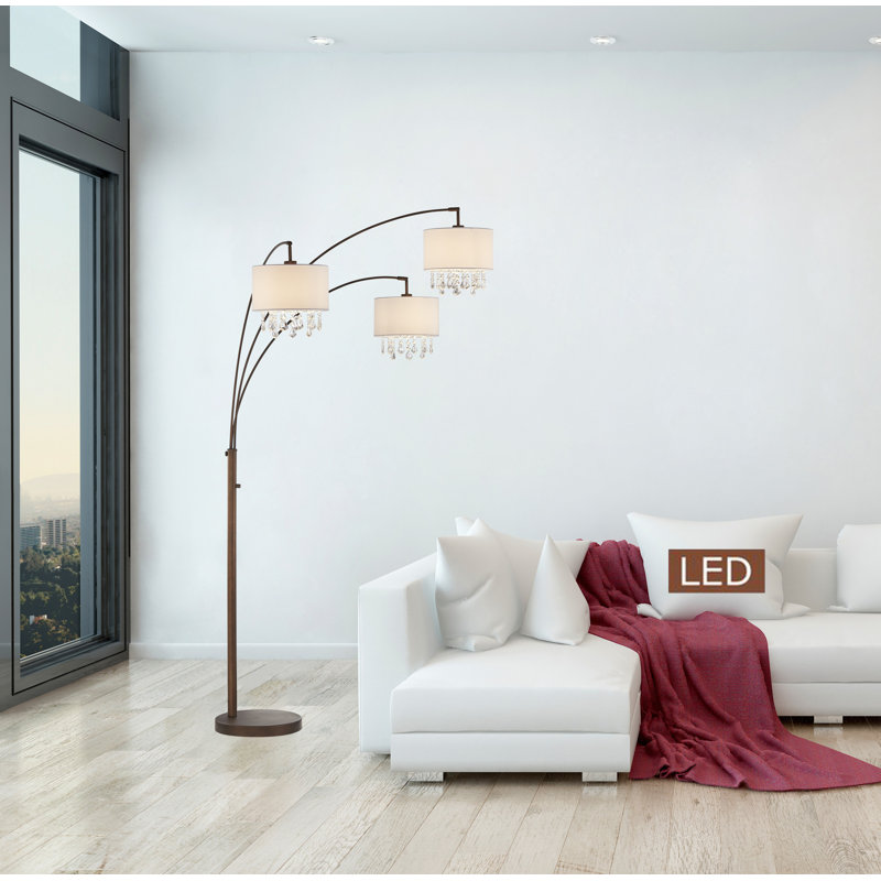 Lampe sur pied à branches en cristal 80 po Lumiere IV, Bronze antique