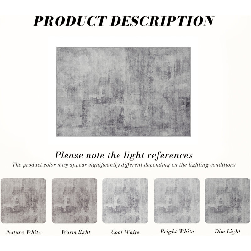 Oriental Light Grey Area Rug, Rectangle 5' x 7' 6", Light Grey