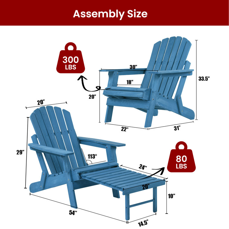 Folding Adirondack Chair, Blue