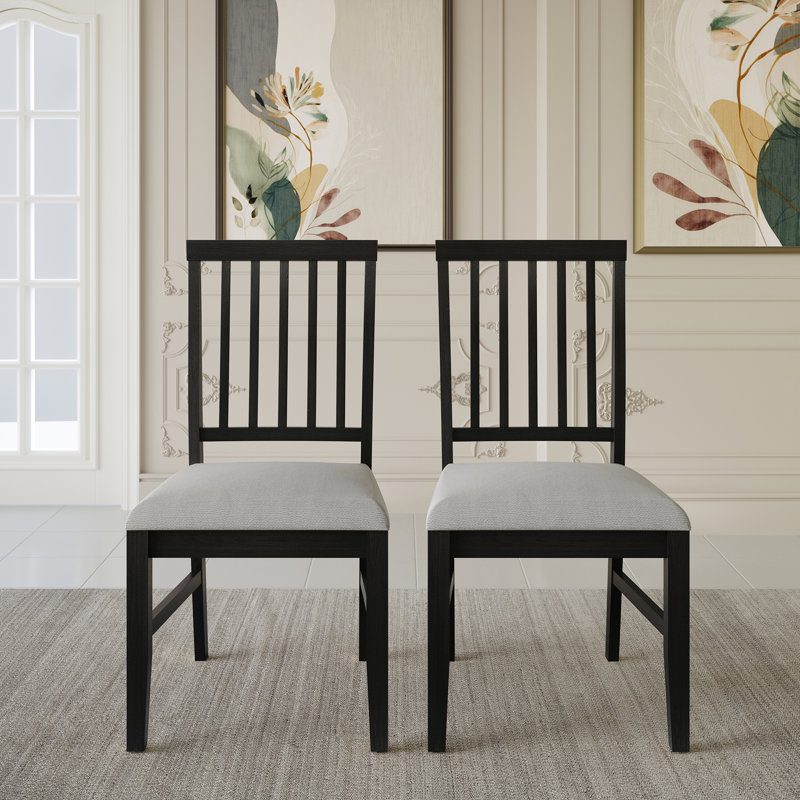 Chaise en bois avec revêtement gris chaud, Noir, noir, noir, noir
