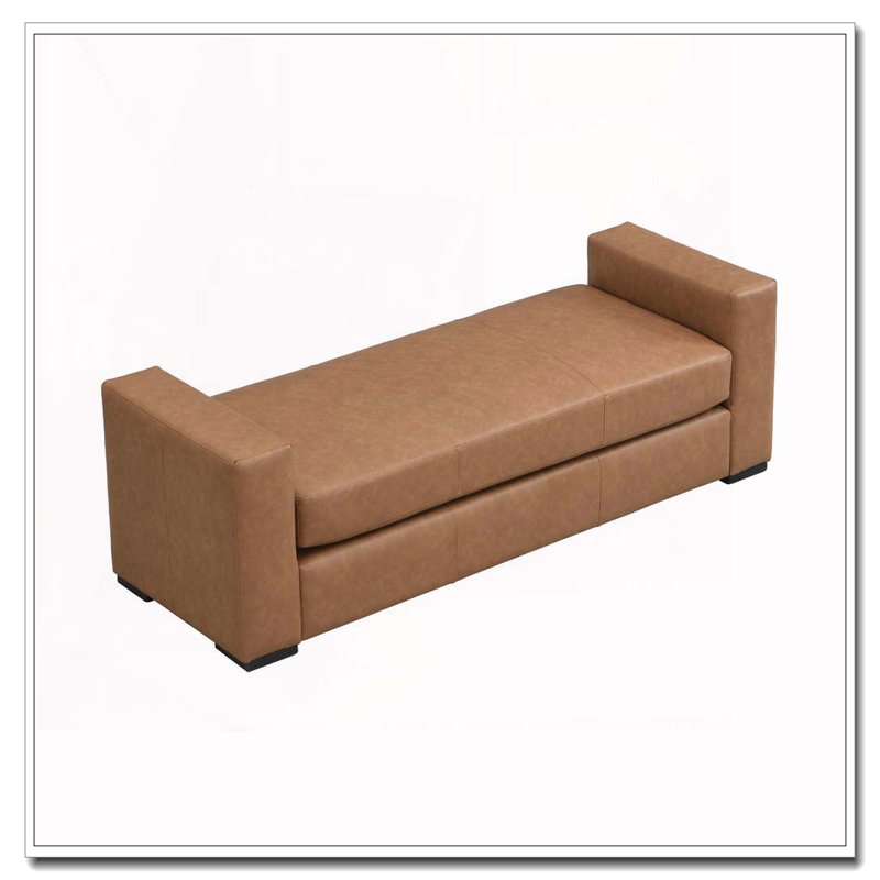Repose-pieds durable en similicuir brun