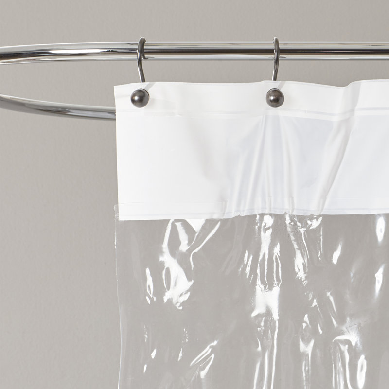 Vinyl Solid Color Single Shower Curtain + Hooks
