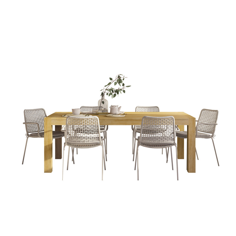 Ensemble de salle à manger 9 pièces Alyisa, 7 pièces : table, 6 chaises