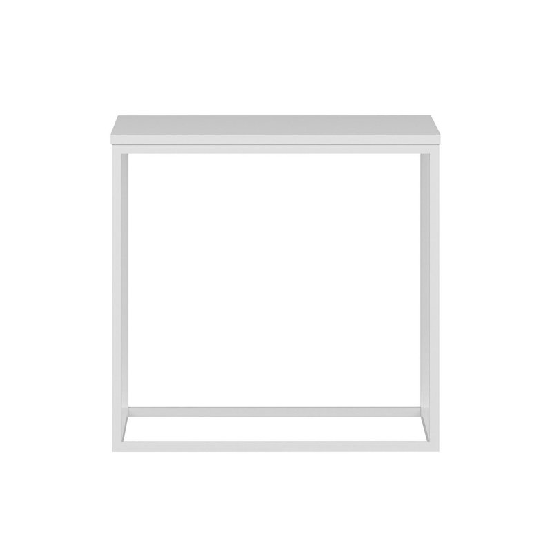 Elegant Scandinavian Side Table, White, 20.5 x 19.7 x 19.7 inches | 100% Melamine Coated Particle Board, Thickness: 0.7 inches | Sturdy Metal Frame | Modern Design, Perfect for Living Room & Bedroom Decor