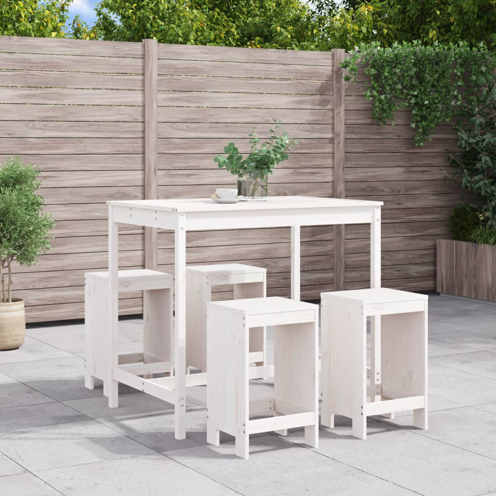 Vidaxl 5 Piece Garden Bar Set Black Solid Wood Pine