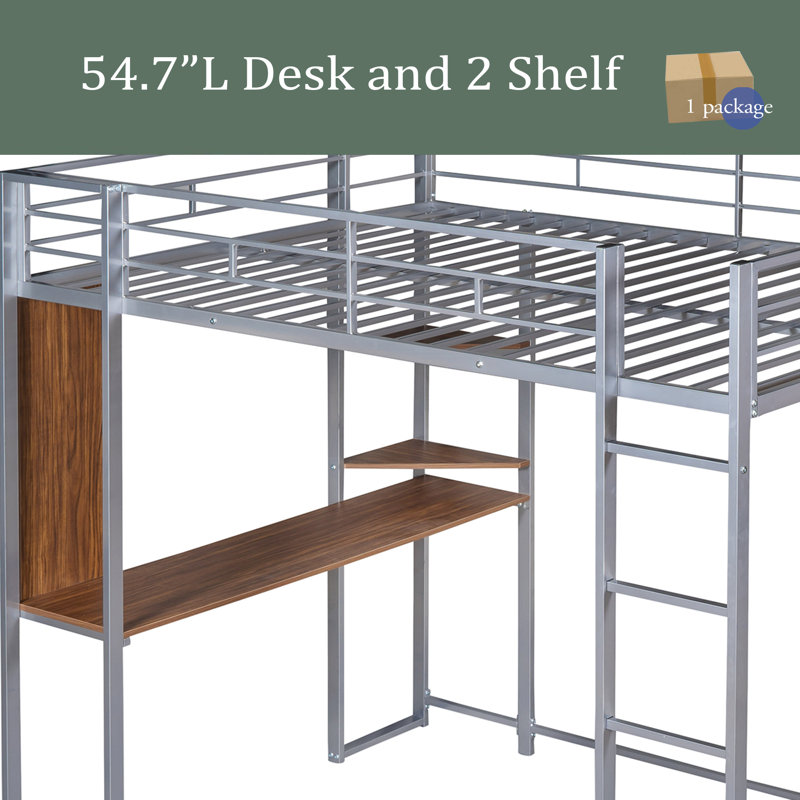 Kellen Kids Full Loft Bed, Silver