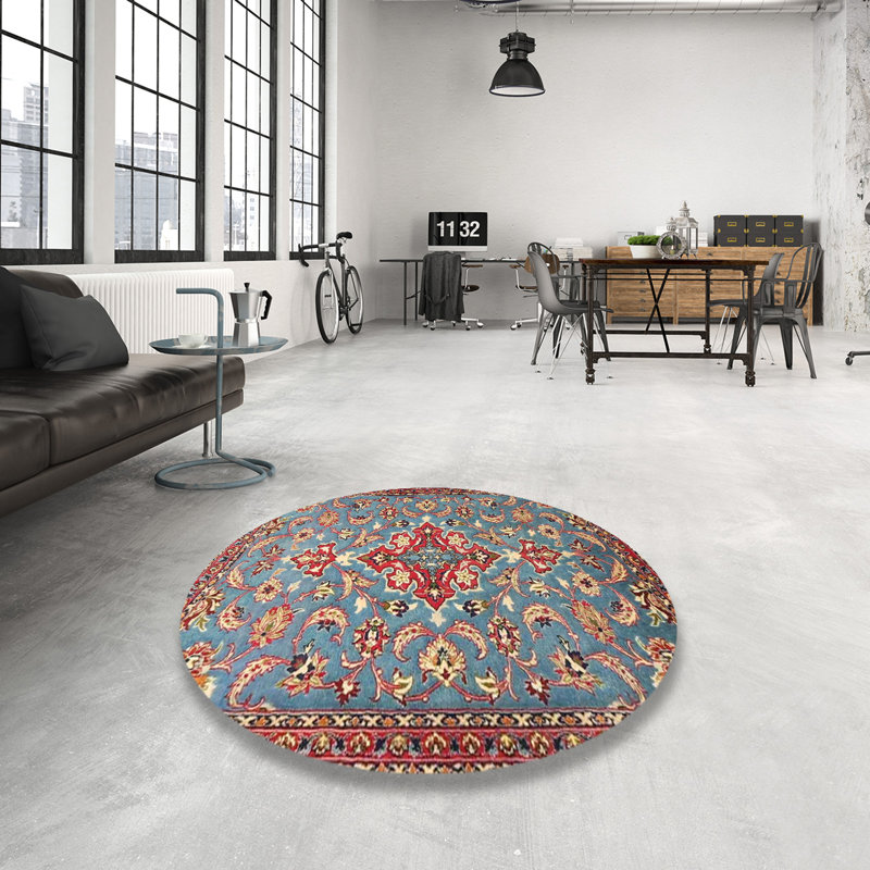 Tapis oriental bleu / rouge, Rond 7 pi