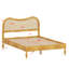 Lit plateforme moderne Boho avec tête de lit courbée en rotin de style Mid-Century moderne-133706335