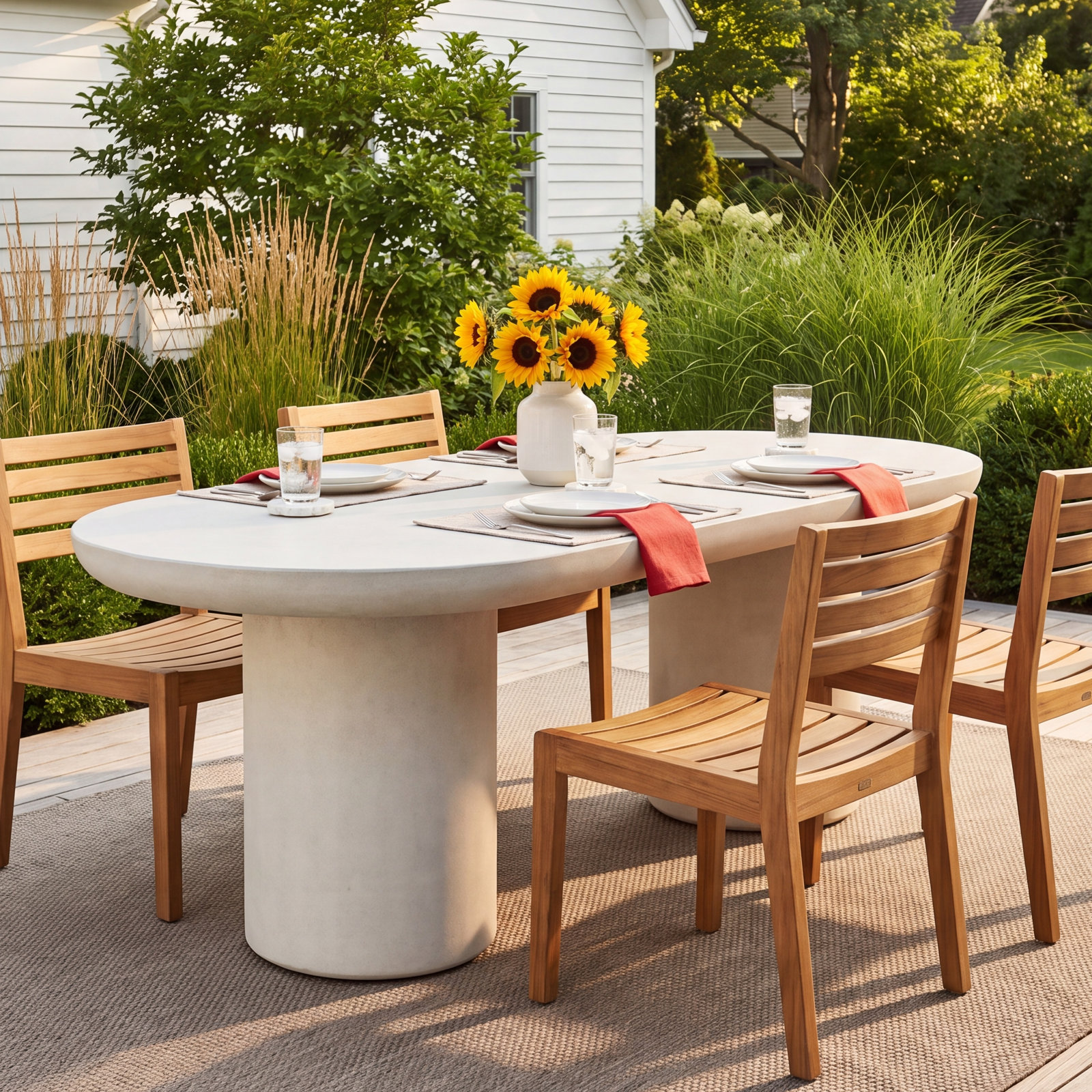 Ansel 83" Patio Dining Table, Cream
