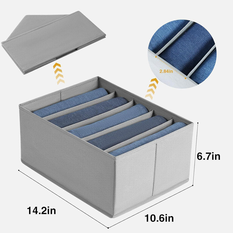 Fabric Closet Organizer With 5 Large Compartments, Non-Woven Drawer Organizer For Clothes, Jeans, T-Shirts, Wardrobe Storage, Space-Saving Collapsible Design With Handles