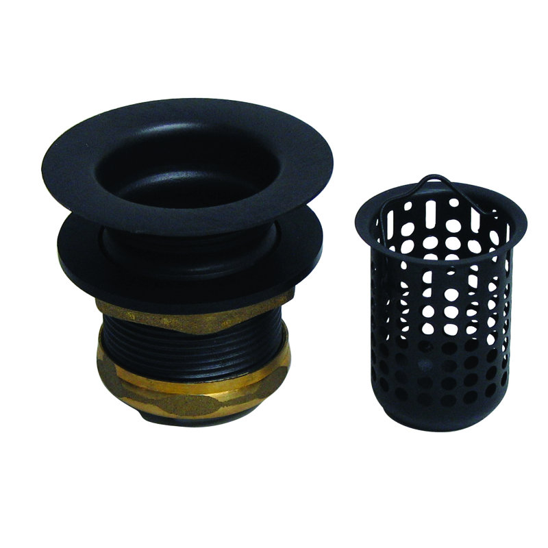 Junior Bar and Laundry Sink Drain Assembly with Removable Strainer Basket, Matte Black