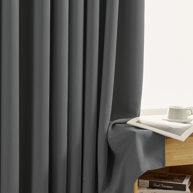 Grommet Top Blackout Room Darkening Curtains, Solid Thermal Insulated Polyester Window Curtain Set, 2 Panels, 52" W x 108" L