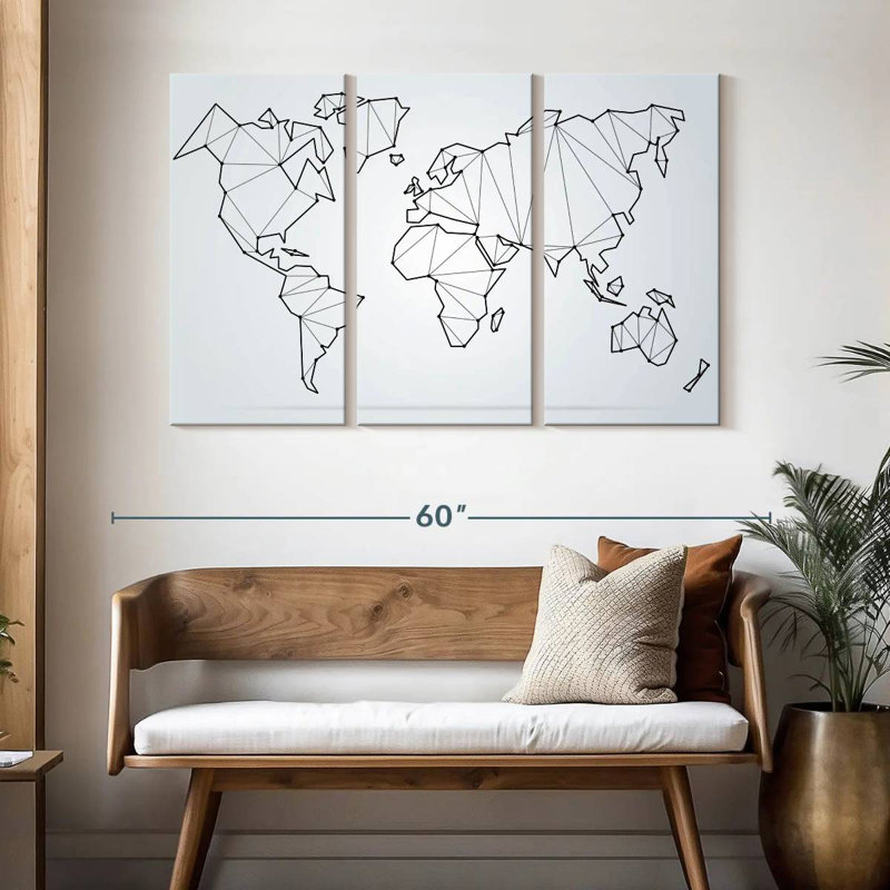 Aliaz Polygonal World Map, 32" H x 50" W