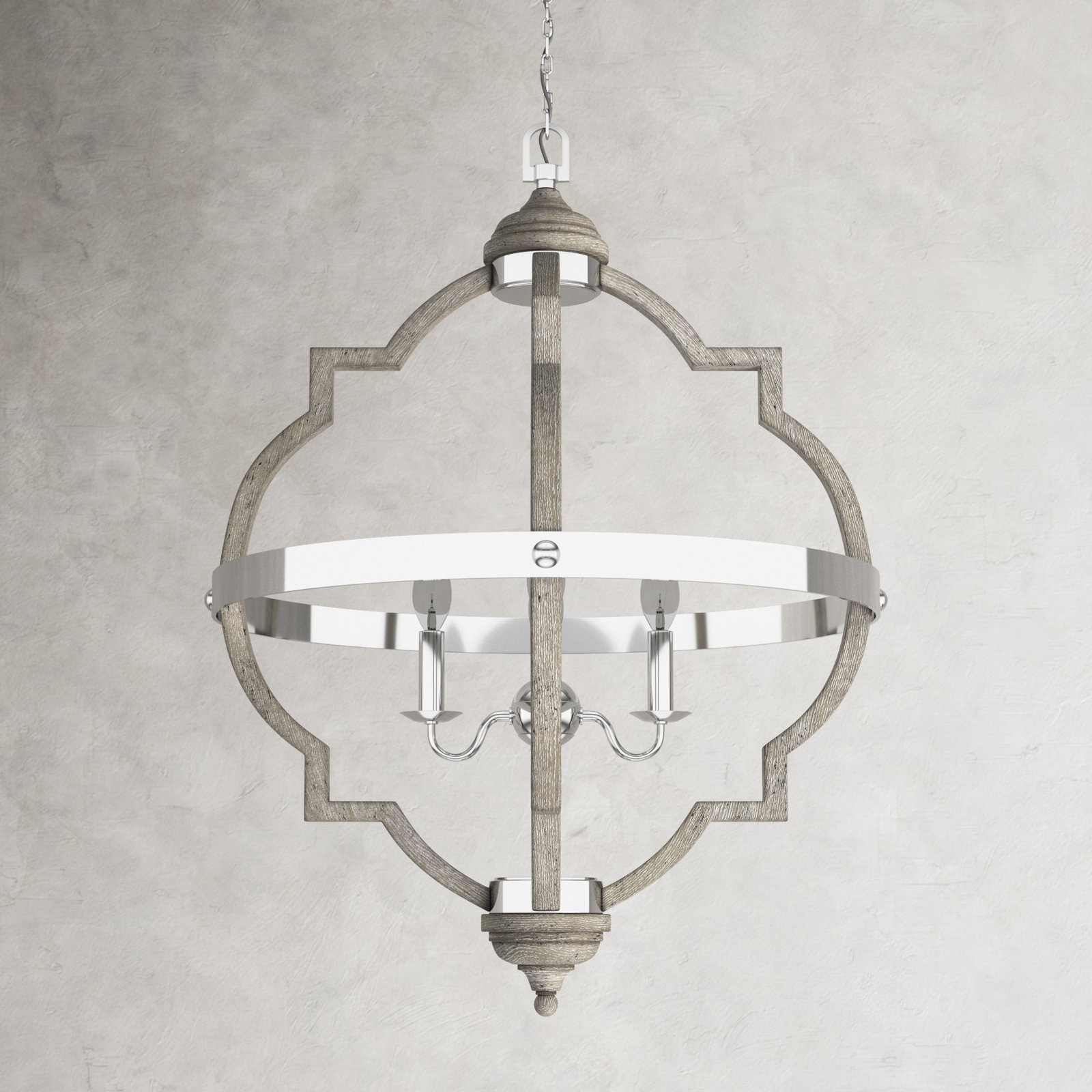Freemont 4 - Light Dimmable Lantern Chandelier, Washed Pine, Not Included
