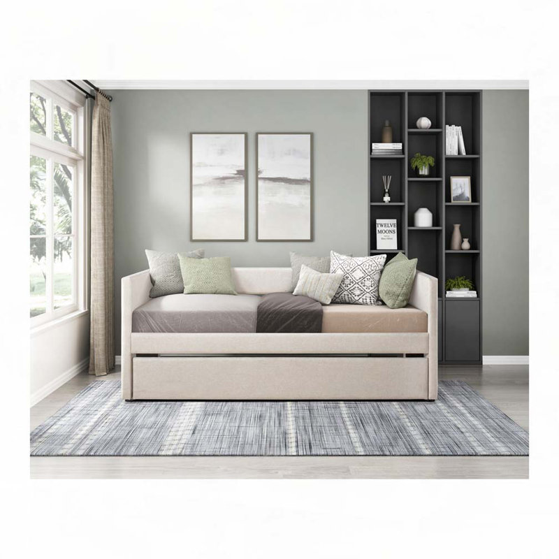 Lit de jour rembourré avec cadre en bois Upholstery, Beige