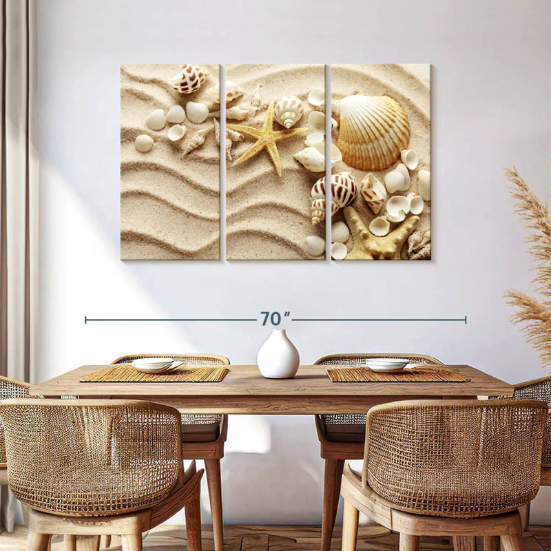 Aletra, coquillages sur les vagues de sable, H 36 po x l 57 po