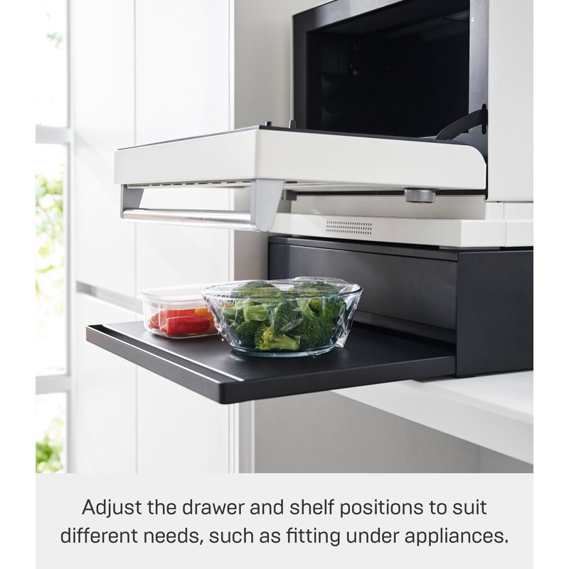 Black Steel Countertop Drawer with Pull-Out Shelf