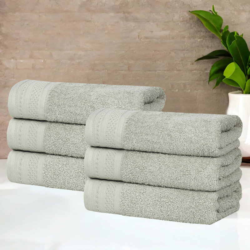 Essuie-mains mi-longs en coton gaufré texturé Honeycomb, Sauge