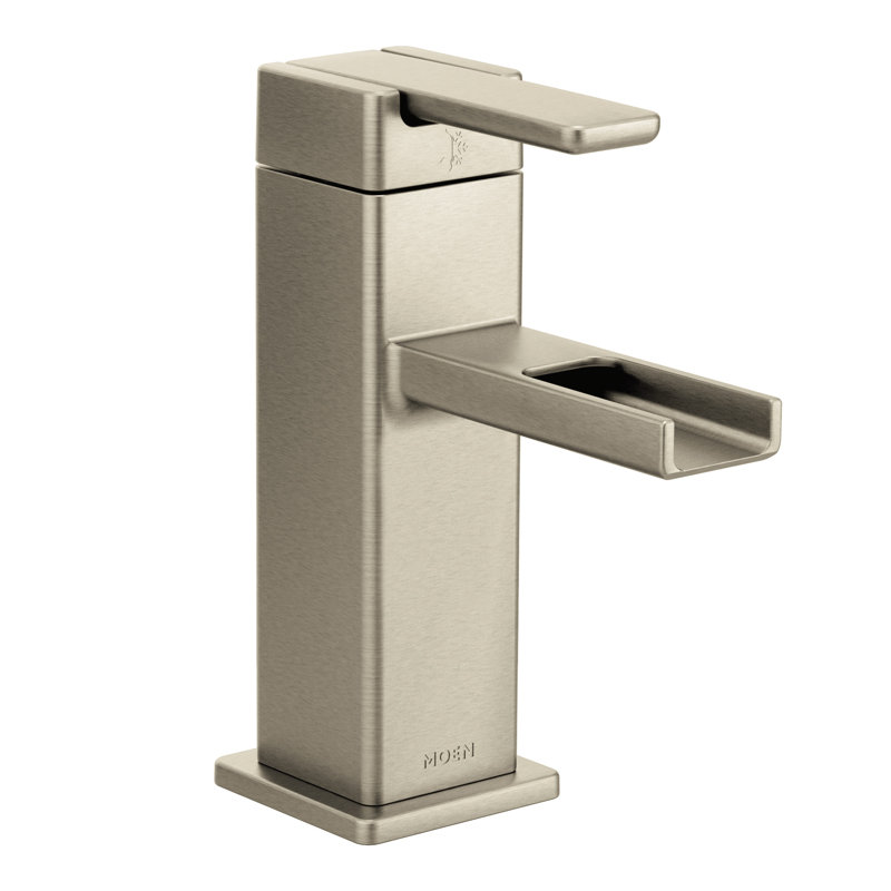 Robinet pour salle de bain à trou unique 90 degrés avec bonde, Nickel brossé